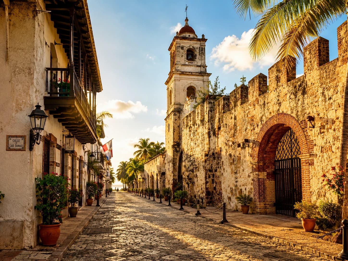 Rues coloniales colorées de la Zona Colonial à Saint-Domingue